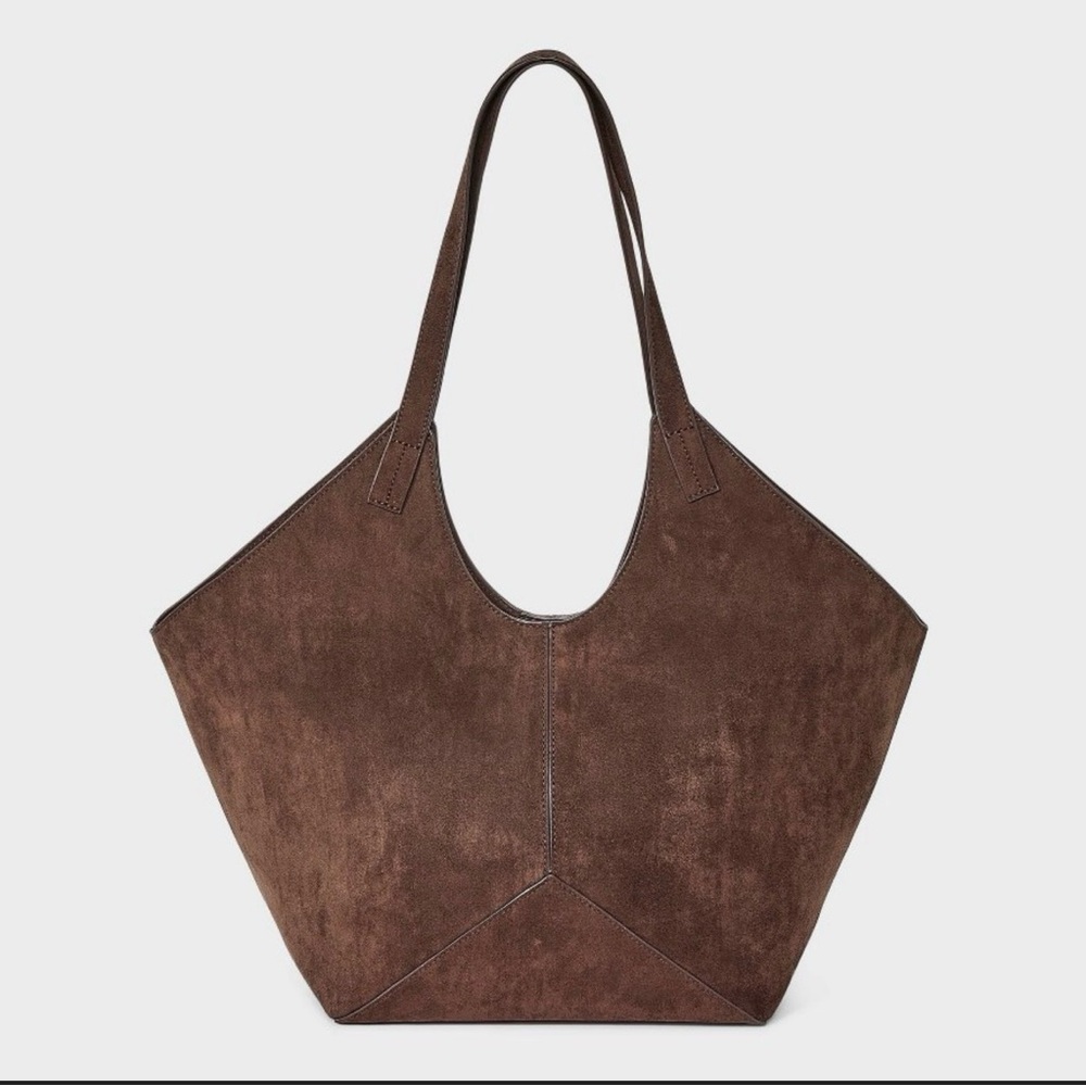 Elegant Brown Suede Tote Bag